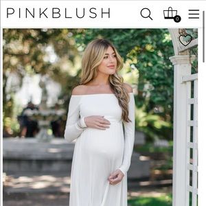 Pink Blush Tall Ivory Off the Shoulder Maternity Maxi